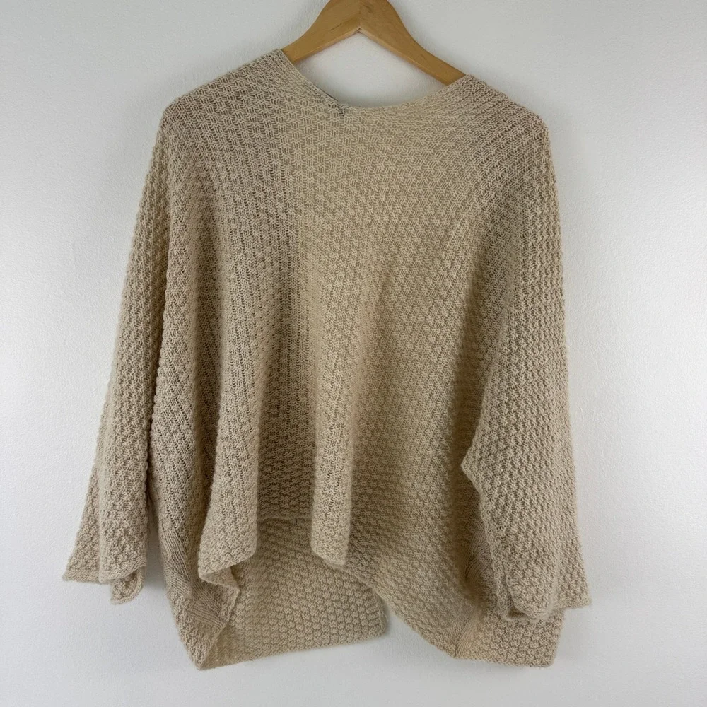 Brandy Melville Wool Blend Oversized Open Front Cardigan Beige‎ Made in Italy OS